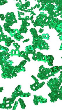 Beyaz arka planda dijital para birimi sembolü Bitcoin. Bitcoin düşüşü. Sanal ekranda kripto para birimi grafiği. İş, finans ve teknoloji kavramı. 3B illüstrasyon