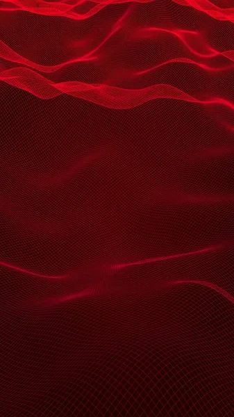 Abstract Landscape Red Background Cyberspace Grid Tech Network Vertical Image — Stock Photo, Image