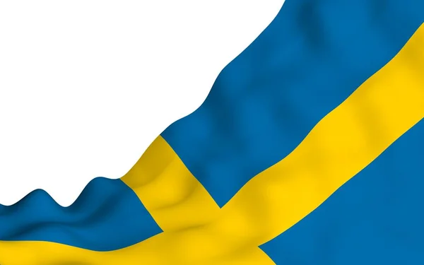 Bandiera Sweden Simbolo Ufficiale Del Regno Svezia Campo Blu Con — Foto Stock