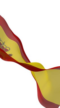 İspanya bayrağı. İspanya Krallığının resmi devlet sembolü. Kavram: Web, spor sayfaları, dil kursları, seyahat, tasarım unsurları. 3d illüstrasyon