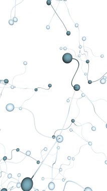 Sinir ağı. Sosyal ağ. Fütüristik DNA, deoksiribonükleik asit. Soyut molekül, hücre illüstrasyonu, miselyum. Beyaz arka plan. 3d illüstrasyon
