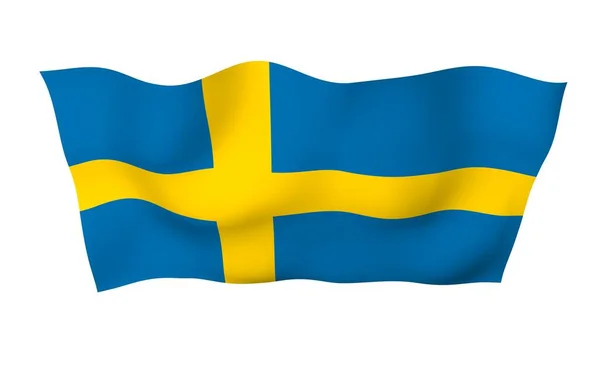 Sveriges Flagga Officiell Statssymbol För Konungariket Sverige Ett Blått Fält — Stockfoto