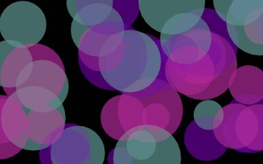 Koyu bir arka plan üzerinde çok renkli yarı saydam daireler. Pembe tonları. 3d illüstrasyon