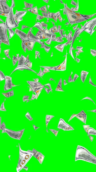 Flying Dollars Banknotes Isolated Chromakey Money Flying Air 100 Banknotes — Stock Photo, Image