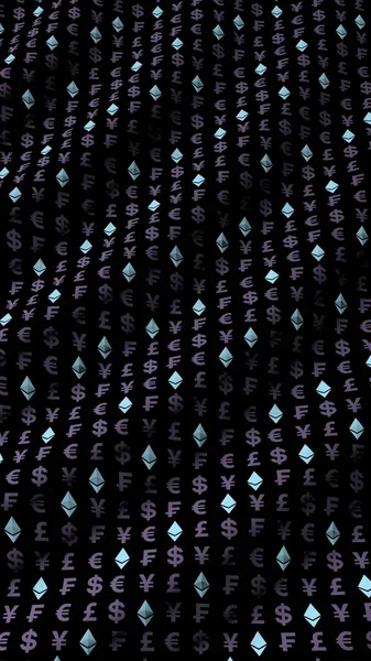 Kryształ Ethereum Waluta Ciemnym Tle Symbol Cyfrowej Waluty Kryptograficznej Koncepcja — Zdjęcie stockowe