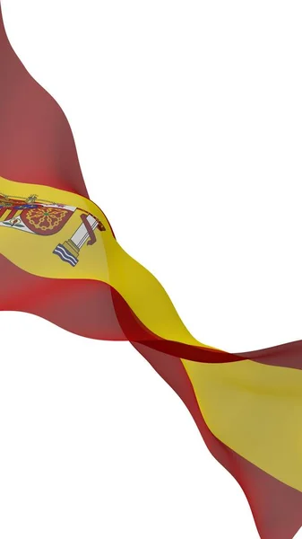 The flag of Spain. Official state symbol of the Kingdom of Spain. Concept: web, sports pages, language courses, travelling, design elements. 3d illustration