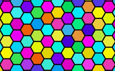 Petek çok renkli, çok renkli. Biyometrik geometri. 3d illüstrasyon