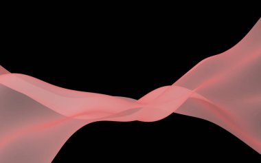 Soyut dalga. Eşarp. Siyah arka plan üzerinde parlak şerit. Soyut duman. Raster hava arka planı. 3d illüstrasyon