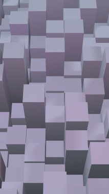 Soyut pembe gri zarif küp geometrik arka plan. Kaotik olarak gelişmiş dikdörtgen çubuklar. 3d Rendering, 3d illüstrasyon