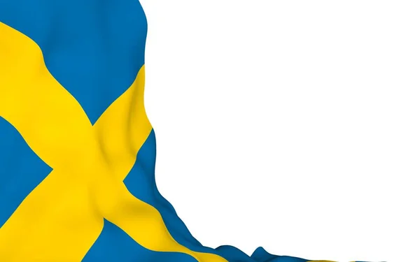 スウェーデンの国旗 スウェーデン王国の公式シンボル 旗の端まで続く黄色のスカンディナヴィア十字の青いフィールド 3Dイラスト — ストック写真