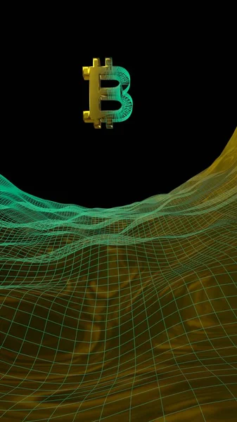 Digitális Valuta Arany Szimbóluma Bitcoin Absztrakt Sötét Háttér Kripto Devizapiac — Stock Fotó