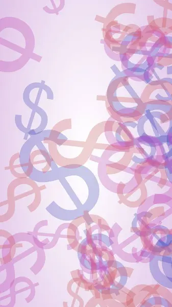 Flerfärgade Genomskinliga Dollartecken Vit Bakgrund Röda Toner Illustration — Stockfoto