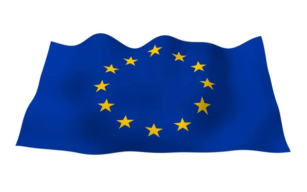 Något Viftande Flagga Europeiska Unionen Isolerad Vit Bakgrund Rendering Symbol — Stockfoto