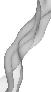 Soyut gri dalga. Raster hava desteği. Beyaz arka planda parlak gri kurdele. Gri eşarp. Soyut gri duman. 3B illüstrasyon