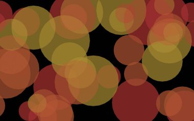 Koyu bir arka plan üzerinde çok renkli yarı saydam daireler. Sarı tonları. 3d illüstrasyon