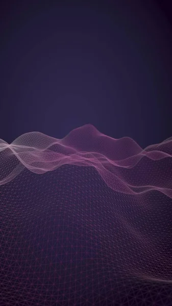 Abstract landscape background. Cyberspace purple grid. hi tech network. 3D illustration