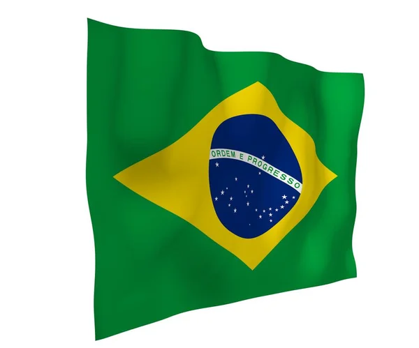 Wapperende Vlag Van Brazilië Ordem Progresso Orde Vooruitgang Rio Janeiro — Stockfoto