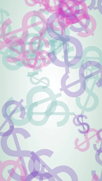 Signos Dólar Translúcidos Multicolores Sobre Fondo Blanco Tonos Rojos Ilustración —  Fotos de Stock