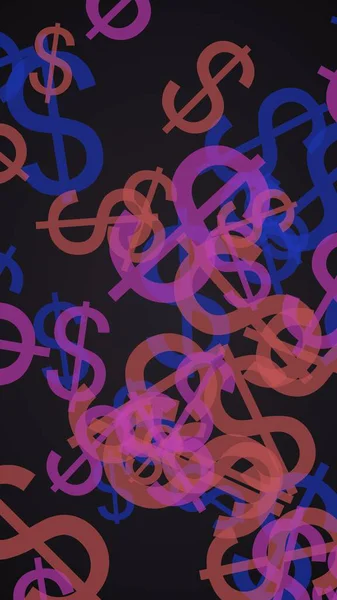 Mångfärgade Genomskinliga Dollartecken Mörk Bakgrund Röda Toner Illustration — Stockfoto