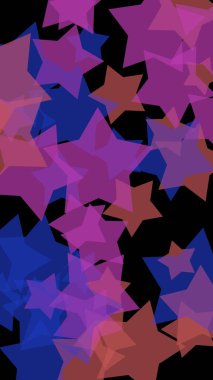 Koyu renkli yarı saydam yıldızlar. Dikey görüntü yönlendirmesi. 3d illüstrasyon