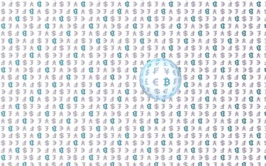 Bitcoin ve para birimi beyaz bir arka plan üzerinde. Dijital kripto sembolü. Döviz balonu, dalga etkisi, piyasa dalgalanmaları. İş konsepti. 3d illüstrasyon