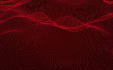 Kırmızı arka planda soyut manzara. Siber uzay şebekesi. merhaba teknoloji ağı. 3d illüstrasyon