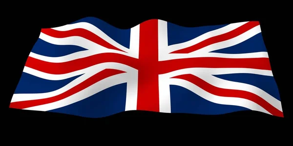 暗い背景にイギリスの旗を振る イギリス国旗 イギリスと北アイルランドの王国 イギリスの象徴 3Dイラスト — ストック写真