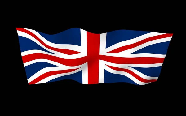 Viftande Flagga Storbritannien Mörk Bakgrund Brittisk Flagga Förenade Konungariket Storbritannien — Stockfoto