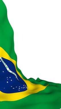 Brezilya bayrağı sallayarak. Ordem e Progresso. Sipariş ve ilerleme. Rio de Janeiro. Güney Amerika. Devlet sembolü. 3D çizim