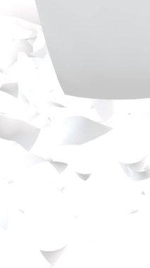 Uçan kağıtlar beyaz arka planda izole edilmiş. Soyut para havada uçuşuyor. Dikey oryantasyon. 3B illüstrasyon