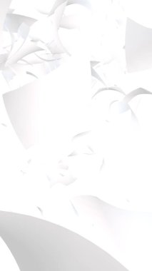 Uçan kağıtlar beyaz arka planda izole edilmiş. Soyut para havada uçuşuyor. Dikey oryantasyon. 3B illüstrasyon