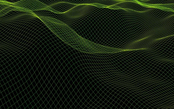 Abstrakte Landschaft Hintergrund Grünes Netz Cyberspace Hallo Tech Netzwerk Illustration — Stockfoto