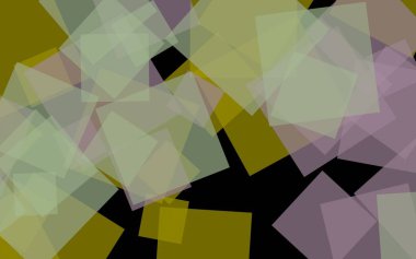 Koyu arkaplanda çok renkli yarı şeffaf kareler. 3B illüstrasyon