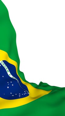Brezilya bayrağı sallayarak. Ordem e Progresso. Sipariş ve ilerleme. Rio de Janeiro. Güney Amerika. Devlet sembolü. 3D çizim