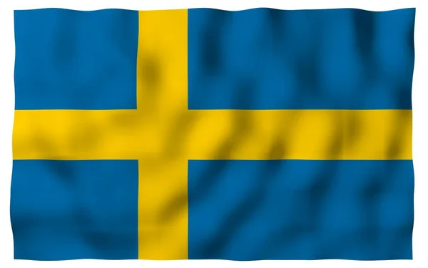 Sveriges Flagga Officiell Statssymbol För Konungariket Sverige Ett Blått Fält — Stockfoto