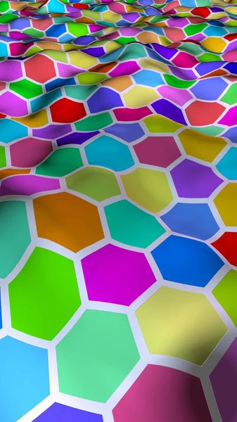 Honeycomb Multi Colored Perspective View Polygon Look Honeycomb Wavy Surface — Stock Photo, Image