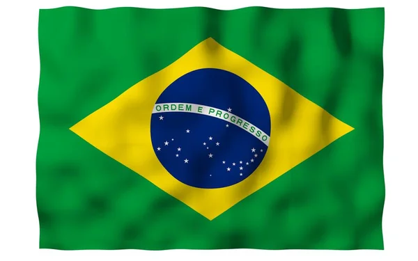 Ondeando Bandera Brasil Ordem Progresso Orden Progreso Río Janeiro Sudamérica — Foto de Stock