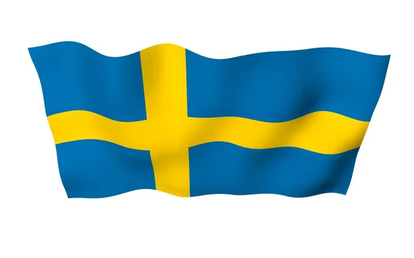 Flag Sweden Official State Symbol Kingdom Sweden Blue Field Yellow — Stock Photo, Image