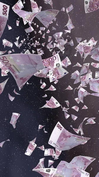 Billetes Euros Voladores Sobre Fondo Estrellado Del Espacio Exterior Dinero —  Fotos de Stock