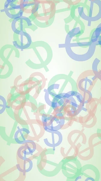 Multicolor Sinais Dólar Translúcido Fundo Branco Ilustração — Fotografia de Stock