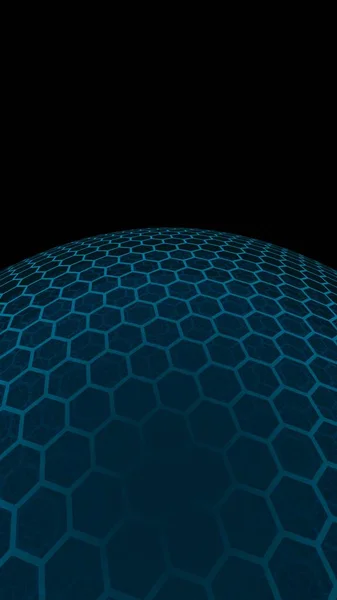 ハニカムの多層球 暗い背景に灰色のターコイズ ソーシャルネットワーク コンピュータネットワーク グローバルネットワーク 3Dイラスト — ストック写真