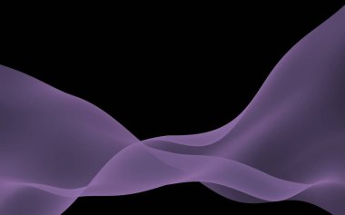 Soyut mor dalga. Raster hava arka planı. Koyu arka planda parlak gri şerit. Gri atkı. Soyut gri duman. 3d illüstrasyon