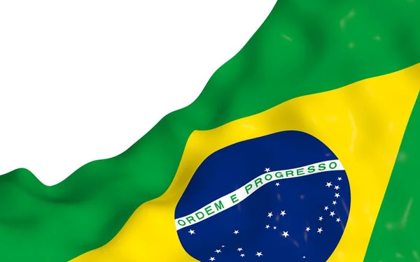 Wapperende Vlag Van Brazilië Ordem Progresso Orde Vooruitgang Rio Janeiro — Stockfoto