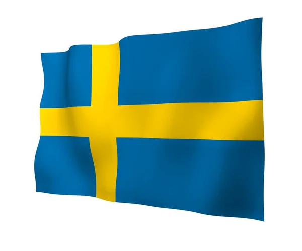 Flag Sweden Official State Symbol Kingdom Sweden Blue Field Yellow — Stock Photo, Image