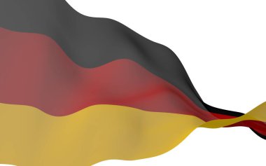Almanya bayrağı. Geniş format 3D illüstrasyon. Almanya Federal Cumhuriyeti 'nin devlet sembolü. 3B görüntüleme