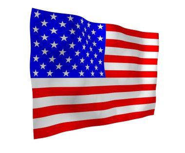 Amerika Birleşik Devletleri bayrağı sallıyor. Yıldızlar ve Çizgiler. ABD 'nin devlet sembolü. 3B illüstrasyon