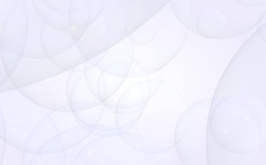 Soyut beyaz arkaplan. Arkaplanda şeffaf kabarcıklar var. 3B illüstrasyon