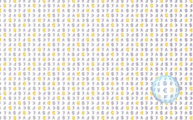 Bitcoin ve para birimi beyaz bir arka plan üzerinde. Dijital kripto sembolü. Döviz balonu, dalga etkisi, piyasa dalgalanmaları. İş konsepti. 3d illüstrasyon