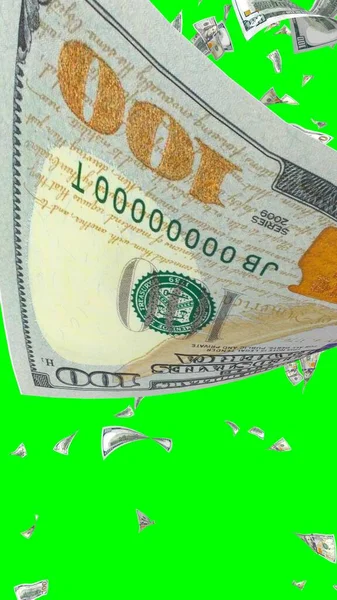 Kromakeyle Izole Edilmiş Uçan Dolar Banknotları Havada Para Uçuyor 100 — Stok fotoğraf