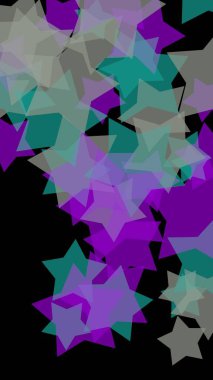 Koyu renkli yarı saydam yıldızlar. Dikey görüntü yönlendirmesi. 3d illüstrasyon